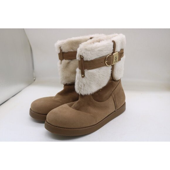 Guess Alta-X Womens Sz 9 M Faux Fur Lined Cold Weather Ankle Buckle Boots Brown - Picture 7 of 9